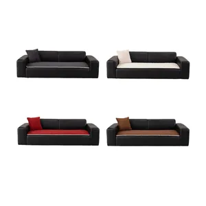 Retro non-slip quilted sofa cushion set with wave pattern in four assorted colors