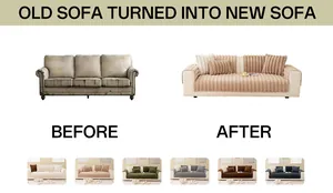 Nahaufnahme von dickem gestreiftem Plüsch-Sofa-Überwurf mit strukturierter Optik