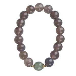 Bracciale di Perle in Agata Naturale e Giada Hetian per Donna Vintage Accessori in Rame Placcato Oro Fatto a Mano Elegante