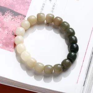 Natuurlijke Bodhi-zaden armband met kleurverloop en Zen-stijl tonvormige kralen
