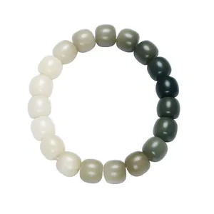 Natuurlijke Bodhi-zaden armband met groen verloop en gepolijste kralen voor meditatie