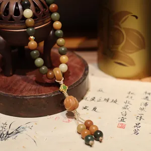 Natürliche Weiße Jade Bodhi-Samen Armband Handgefertigte Buddhistische Gebetsperlen Zen Vintage Perlen Schmuck Unisex