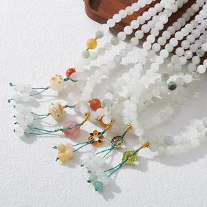 Bracciale a tre giri in diaspro naturale con ciondoli a gatto in stile cinese moderno