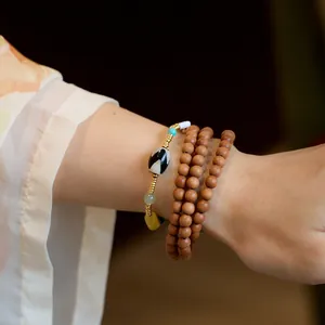 Collier en bois de santal Barbie et ensemble de bracelets multicouches pour femmes