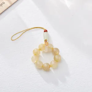 10mm gouden kwarts kristal hanger voor telefoon en tas met gouden details en kralen