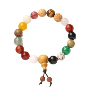 Traditional Eighteen Seeds Buddhist Prayer Bracelet with natural multi-color beads