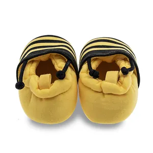 Cartoon Biene weiche Baby Lauflernschuhe mit gelb schwarzen Streifen und Gummizug