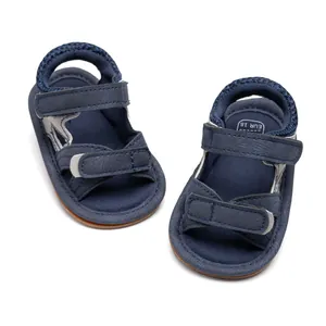Close-up of baby camouflage sandals with dual hook-and-loop straps and non-slip sole