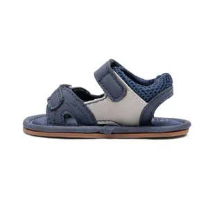 Detail view of baby camo sandals with breathable mesh and dual adjustable hook-and-loop straps