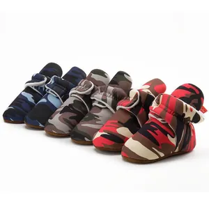 Chaussures Premier Pas Bébé Semelle Souple Camouflage Doublure Polaire Bottes Hiver Enfant Antidérapant Coton Marche