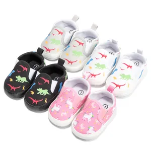 Set weiche Baby-Lauflernschuhe mit Comic-Dino- und Einhorn-Mustern für Kinder