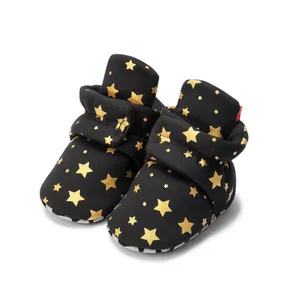 Chaussures bébé d'hiver avec motif étoiles dorées et semelles souples antidérapantes