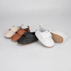 Chaussures Premier Pas pour Bébé en Cuir Synthétique Semelle Souple Grain de Litchi Baskets Antidérapantes Chaussures Décontractées