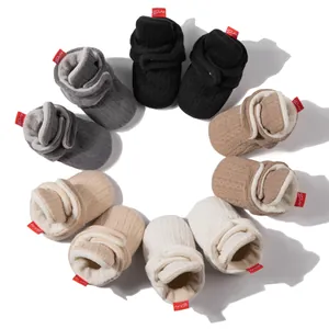 Warme Kleinkind Strick Zopfmuster Booties Weiche Sohle Rutschfest Kunstfell Gefüttert Herbst Winter Wanderschuhe Für Neugeborene Babys