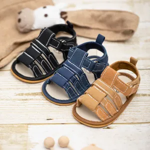 Infant Baby Walking Sandals PU Leather Canvas Breathable Anti-Slip Summer Shoes For Boys Girls Magic Tape Soft Sole