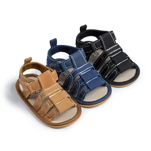 Breathable baby boy sandals with non-slip soft soles and hook-and-loop closure straps