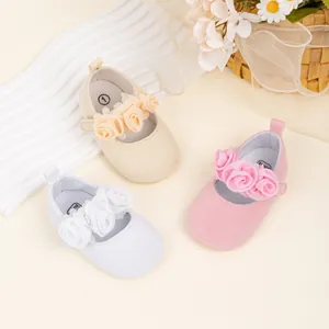 Zapatos de Princesa para Bebé Niña Flor Suela Blanda Primeros Pasos Antideslizantes Zapatos de Cuna Con Detalles Florales Calzado Infantil