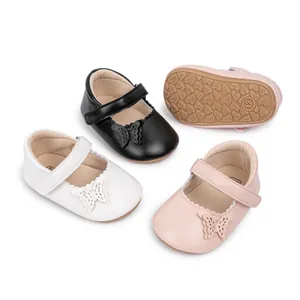 Chaussures bébé fille style princesse avec papillon et semelle en caoutchouc antidérapante