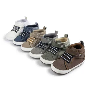 Infant High Top Baby Shoes Non Slip Soft Sole Pre Walkers Casual PU Leather Toddler Sneakers With Magic Tape For Boys Girls
