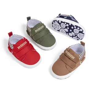 Chaussures bébé en toile à semelle souple antidérapante avec fermeture à scratch