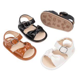 Baby Girl Bowknot Sandals Synthetic Leather Soft Sole Prewalker Shoes Toddler Summer Breathable First Walkers Footwear