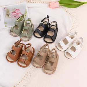Summer Infant Baby Sandals Breathable PU Leather Soft Sole First Walkers Casual Hollow Out Shoes With Hook And Loop For Newborn Boys Girls