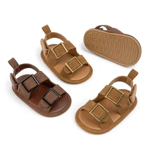 Summer Baby Boys Girls Sandals Artificial Leather Soft Sole Non-slip Walker Shoes Adjustable Buckle Strap Infant Beach Sandals