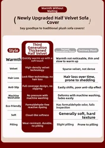 Comparison chart showing cat-proof sofa cover features like warmth and anti-slip durability