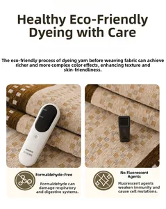 Detail showing eco-friendly chenille fabric with formaldehyde-free and safe dyeing process
