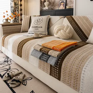 French Style Chenille Sofa Cover Non-slip Plaid Furniture Protector Machine Washable Decorative Couch Cushion For Living Room Decor