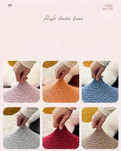 Gros plan sur la texture du tissu extensible pour housse de canapé en six couleurs
