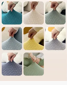 Détail de housses de canapé en tricot extensible avec texture tissée en 8 coloris