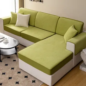 Chenille Bankhoes All-inclusive Antislip Universele Bankhoes Voor Sectionele Bank Effen Kleur Noorse Stijl Eenvoudig Modern Meubilair Beschermer