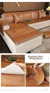 Détail du tapis de canapé en bambou avec fond antidérapant et texture tissée