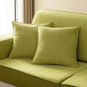 Groene chenille bankkussenhoezen met getextureerde stof en elegante koordranden