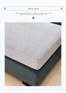 Detail of chenille sofa mat showing heat-insulating reflective yarn and geometric wave pattern