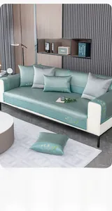 Detailed embroidery and woven texture of an ice silk summer cooling sofa mat set
