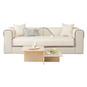 Eisseide Sofa-Matte mit Goldblattmuster, rutschfester waschbarer Sitzbezug im Set