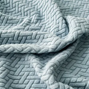 Housse de canapé nordique bleu clair en peluche avec texture de tissage 3D premium
