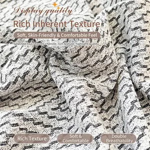 Premium black and white geometric wave pattern chenille sofa cover with soft texture