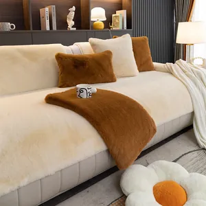 Plush Mink Velvet Sofa Cushion Cover Non-Slip Thick Warm Couch Mat Decorative Sectional Sofa Protector For Living Room Home