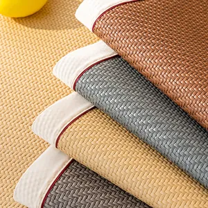 Funda de sofá de ratán refrescante con textura tejida antideslizante y borde de tela