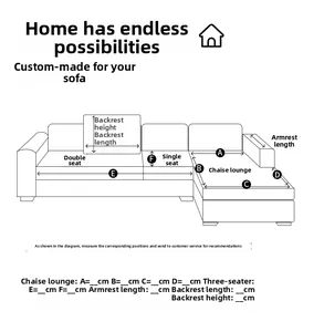 Detailed measurement guide for ice silk sofa covers showing dimensions for all sections
