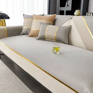 Summer Cooling Ice Silk Sofa Pad Modern Minimalist Anti-Slip Breathable Furniture Protector For Living Room L-Shaped Sofa Cover