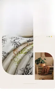 Détail du tissu chenille crème pour canapé avec motifs de feuilles botaniques