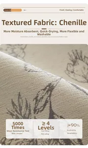 Détail macro de la housse de canapé en chenille avec résistance au boulochage et aération