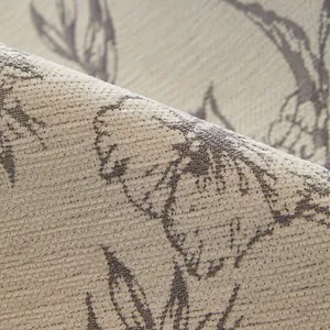 Housse de canapé en chenille avec motif floral jacquard gris et texture antidérapante