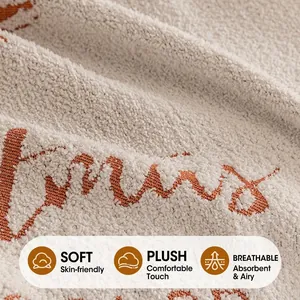 Housse de canapé en chenille beige avec motif floral orange, tissu doux et respirant