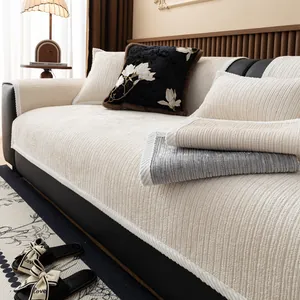 Chenille Striped Sofa Cushion Anti-Slip All Season Universal Thickened Sofa Cover For Living Room Furniture Decor