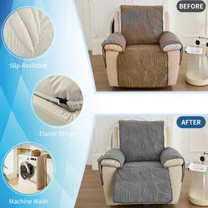 Copripoltrona reclinabile trapuntato antiscivolo grigio scuro con cinghie elastiche robuste